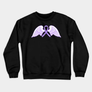 Purple Awareness Ribbon with Angel Wings Crewneck Sweatshirt